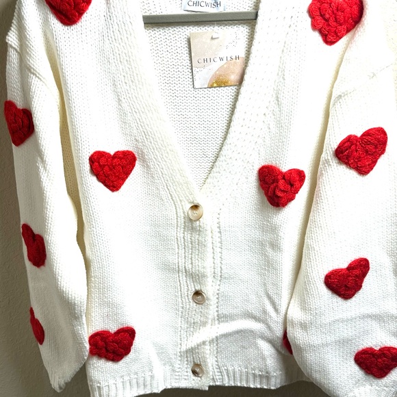 Chicwish Cardigan with Hearts. - Picture 4 of 7